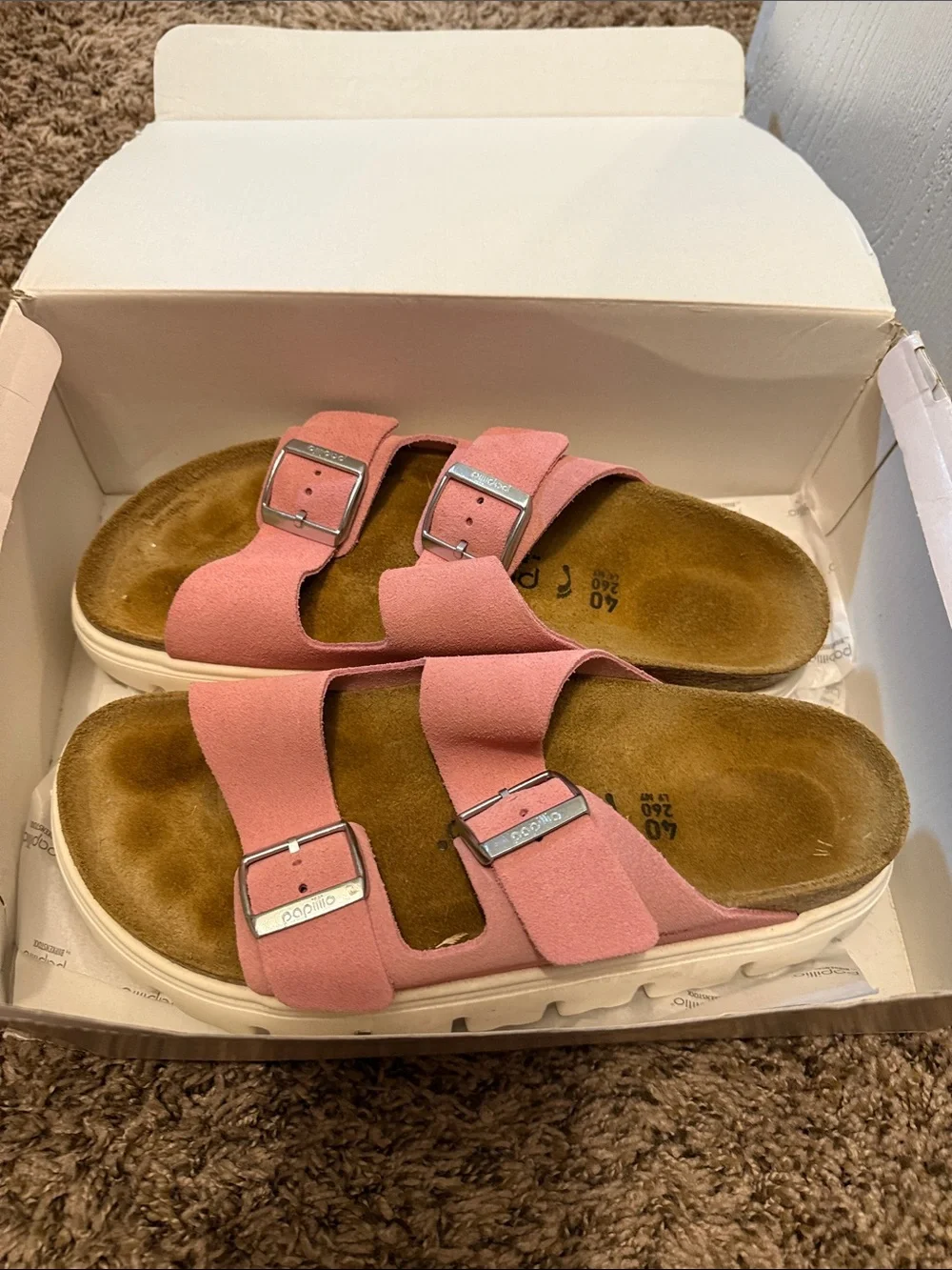 LIKE NEW!Birkenstock Papillo WM’s Candy Pink Suede Double-Buckle Sandals!Worn 1x